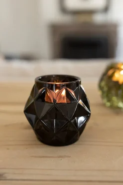 Cristina Oria Candelabros Y Portavelas^Portavelas Con Diseño De Diamante Negro