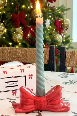 Cristina Oria Candelabros Y Portavelas^Portavelas Con Diseño De Lazo Rojo