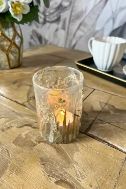 Cristina Oria Candelabros Y Portavelas^Portavelas Cristal Con Hojas Y Flores