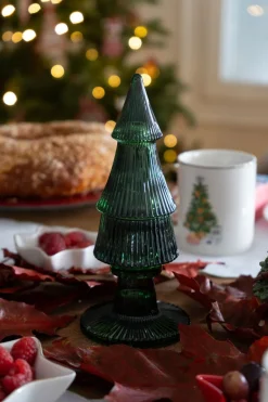 Cristina Oria Candelabros Y Portavelas^Portavelas De Cristal Con Tapa Con Diseño De Árbol Verde