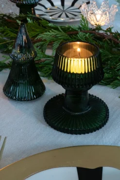 Cristina Oria Candelabros Y Portavelas^Portavelas De Cristal Con Tapa Con Diseño De Árbol Verde