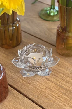 Cristina Oria Candelabros Y Portavelas^Portavelas De Cristal Con Diseño De Flor Transparente