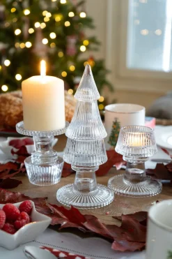 Cristina Oria Candelabros Y Portavelas^Portavelas De Cristal Con Tapa Con Diseño De Árbol Transparente