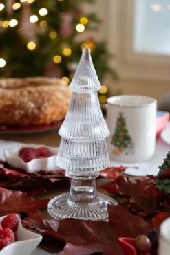 Cristina Oria Candelabros Y Portavelas^Portavelas De Cristal Con Tapa Con Diseño De Árbol Transparente