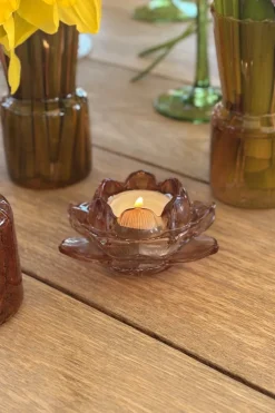 Cristina Oria Candelabros Y Portavelas^Portavelas De Cristal Con Diseño De Flor Coral