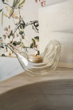Cristina Oria Piezas Decorativas|Candelabros Y Portavelas^Portavelas De Cristal Con Diseño De Pájaro