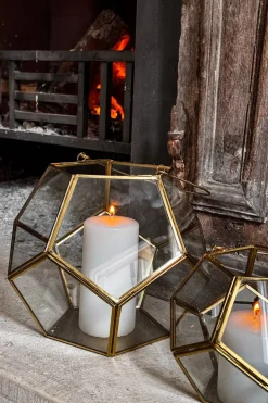 Cristina Oria Piezas Decorativas|Candelabros Y Portavelas^Portavelas De Cristal Dorado Con Diseño De Esfera Mediano