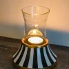 Cristina Oria Candelabros Y Portavelas^Portavelas De Resina Con Diseño De Rayas Blancas Y Negras Bajo Grande