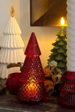 Cristina Oria Candelabros Y Portavelas^Portavelas Desmontable De Cristal Con Diseño De Árbol Rojo Picos Pequeño