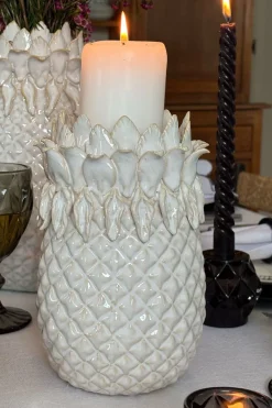Cristina Oria Piezas Decorativas|Candelabros Y Portavelas^Portavelas Diseño Piña Blanco