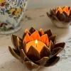 Cristina Oria Candelabros Y Portavelas^Portavelas Flor De Loto Marrón
