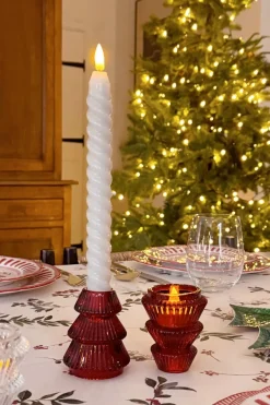 Cristina Oria Candelabros Y Portavelas^Portavelas Mini De Cristal Con Diseño De Árbol Rojo