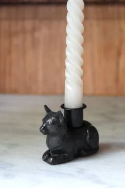 Cristina Oria Candelabros Y Portavelas^Portavelas Negro Con Diseño De Gato