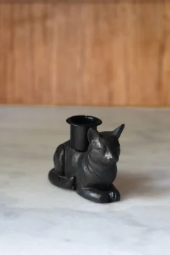 Cristina Oria Candelabros Y Portavelas^Portavelas Negro Con Diseño De Gato