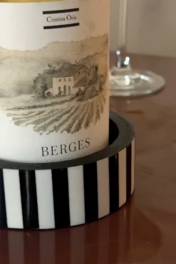 Cristina Oria Gadgets De Vino^Posa Botellas De Resina Con Diseño De Rayas Blancas Y Negras