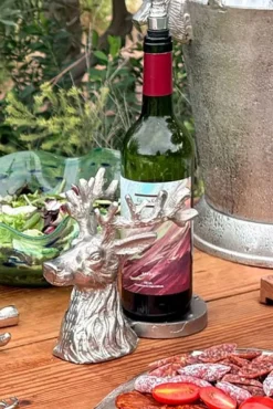 Cristina Oria Candelabros Y Portavelas|Gadgets De Vino^Posa botellas Plateado Con Diseño De Ciervo
