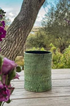 Cristina Oria Jarrones, Floreros Y Maceteros|Gadgets De Vino^Posa-Botellas De Ratán Verde