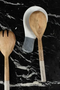 Cristina Oria Accesorios De Mesa^Posacucharas De Mármol Blanco Y Gris Oscuro