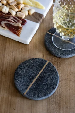 Cristina Oria Posavasos Y Servilleteros^Posavaso Mármol Negro Redondo Co