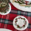 Cristina Oria Posavasos Y Servilleteros^Posavasos De Fieltro Blanco Con Diseño De Corona Con Muérdago