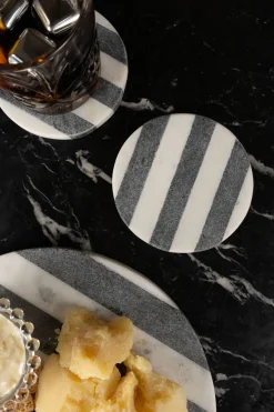 Cristina Oria Posavasos Y Servilleteros^Posavasos De Mármol Blanco Y Gris Oscuro