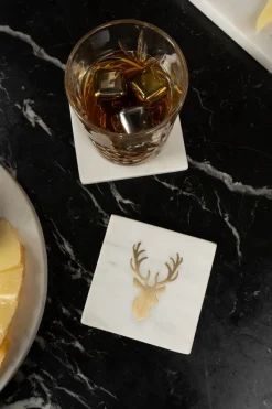 Cristina Oria Posavasos Y Servilleteros^Posavasos De Mármol Con Diseño De Ciervo