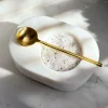 Cristina Oria Accesorios De Mesa^Recipiente De Mármol Blanco Con Cuchara Dorada