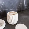 Cristina Oria Accesorios De Baño^Recipiente De Mármol Con Tapa Y Efecto Plisado