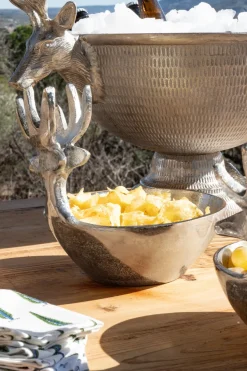 Cristina Oria Piezas Decorativas^Recipiente Plateado Mediano Con Diseño De Ciervo