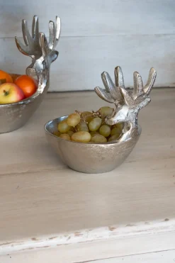 Cristina Oria Piezas Decorativas^Recipiente Plateado Pequeño Con Diseño De Ciervo