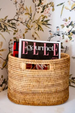 Cristina Oria Piezas Decorativas^Revistero De Ratán Con Asas