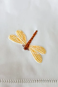 Cristina Oria Servilletas Y Accesorios^Servilleta Bordada A Mano Con Diseño De Libélula Amarilla