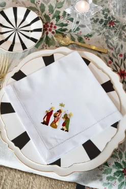 Cristina Oria Servilletas Y Accesorios^Servilleta Bordada a Mano con Diseño de Reyes Magos