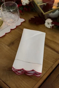Cristina Oria Servilletas Y Accesorios^Servilleta Con Borde Ondulado Y Detalle De Vainica