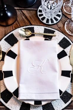 Cristina Oria Servilletas Y Accesorios|Menaje Iniciales^Servilleta De Algodón Con Detalle Vainica Inicial K