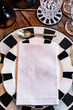 Cristina Oria Servilletas Y Accesorios|Menaje Iniciales^Servilleta De Algodón Con Detalle Vainica Inicial P