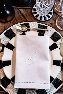 Cristina Oria Servilletas Y Accesorios|Menaje Iniciales^Servilleta De Algodón Con Detalle Vainica Inicial G