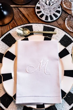 Cristina Oria Servilletas Y Accesorios|Menaje Iniciales^Servilleta De Algodón Con Detalle Vainica Inicial M
