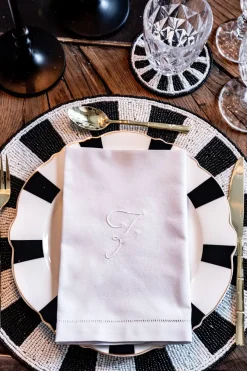 Cristina Oria Servilletas Y Accesorios|Menaje Iniciales^Servilleta De Algodón Con Detalle Vainica Inicial Z