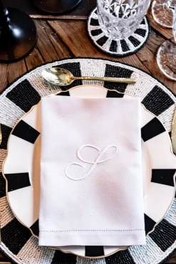 Cristina Oria Servilletas Y Accesorios|Menaje Iniciales^Servilleta De Algodón Con Detalle Vainica Inicial S
