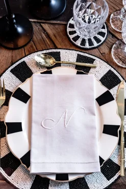Cristina Oria Servilletas Y Accesorios|Menaje Iniciales^Servilleta De Algodón Con Detalle Vainica Inicial N