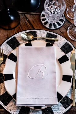 Cristina Oria Servilletas Y Accesorios|Menaje Iniciales^Servilleta De Algodón Con Detalle Vainica Inicial R