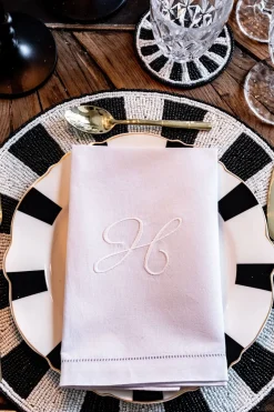 Cristina Oria Servilletas Y Accesorios|Menaje Iniciales^Servilleta De Algodón Con Detalle Vainica Inicial H