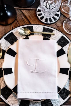 Cristina Oria Servilletas Y Accesorios|Menaje Iniciales^Servilleta De Algodón Con Detalle Vainica Inicial I