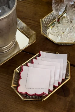 Cristina Oria Servilletas Y Accesorios^Servilleta De Cóctel Con Borde Ondulado Y Detalle De Vainica