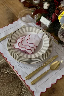 Cristina Oria Servilletas Y Accesorios^Servilleta De Cóctel Con Borde Ondulado Y Detalle De Vainica