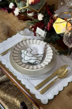 Cristina Oria Servilletas Y Accesorios^Servilleta De Cóctel Con Borde Ondulado Y Detalle De Vainica