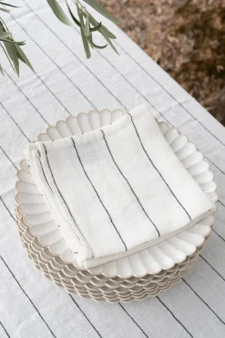 Cristina Oria Servilletas Y Accesorios^Servilleta De Lino Color Blanco Con Rayas Negras