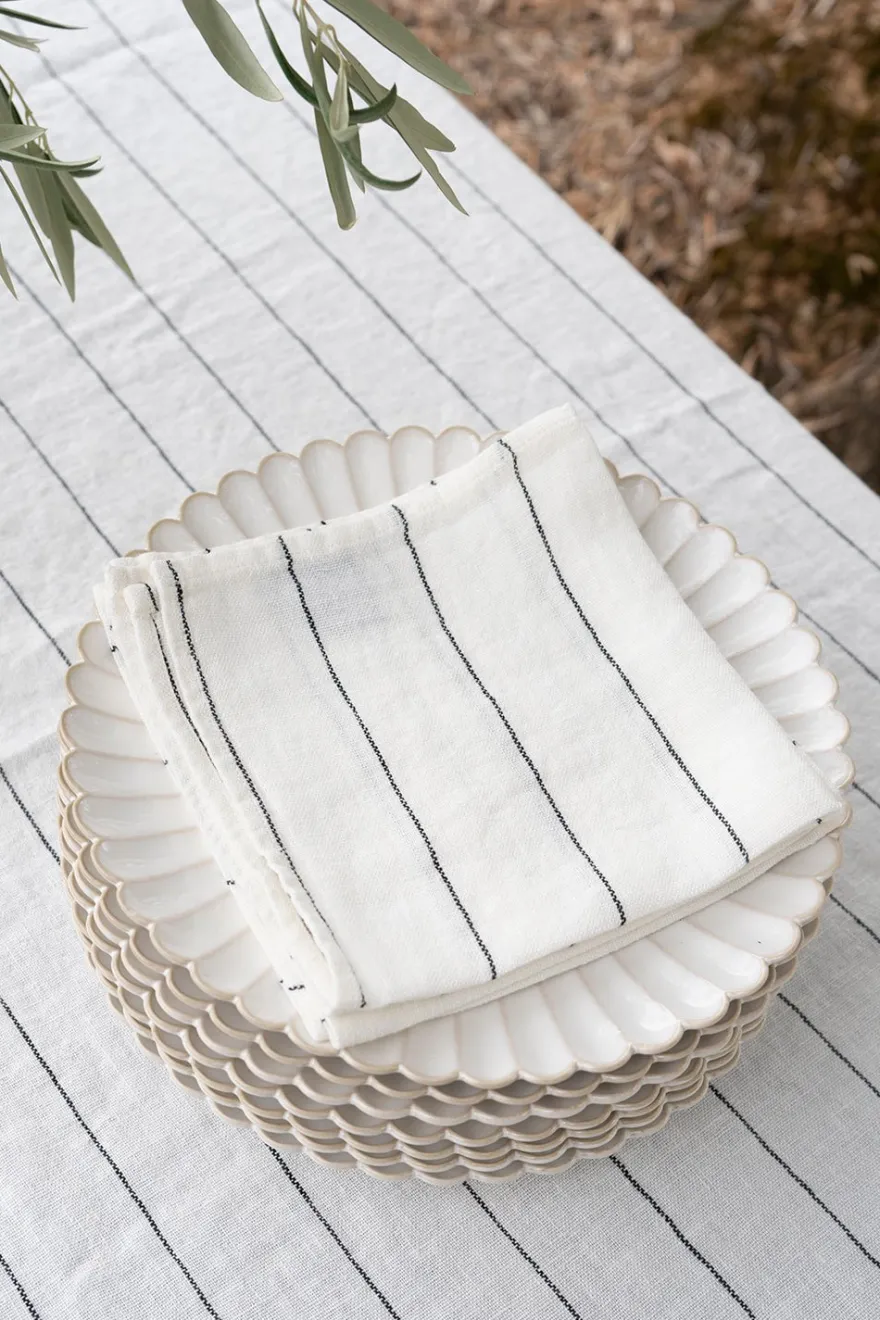 Cristina Oria Servilletas Y Accesorios^Servilleta De Lino Color Blanco Con Rayas Negras