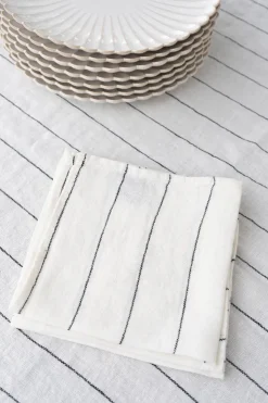 Cristina Oria Servilletas Y Accesorios^Servilleta De Lino Color Blanco Con Rayas Negras